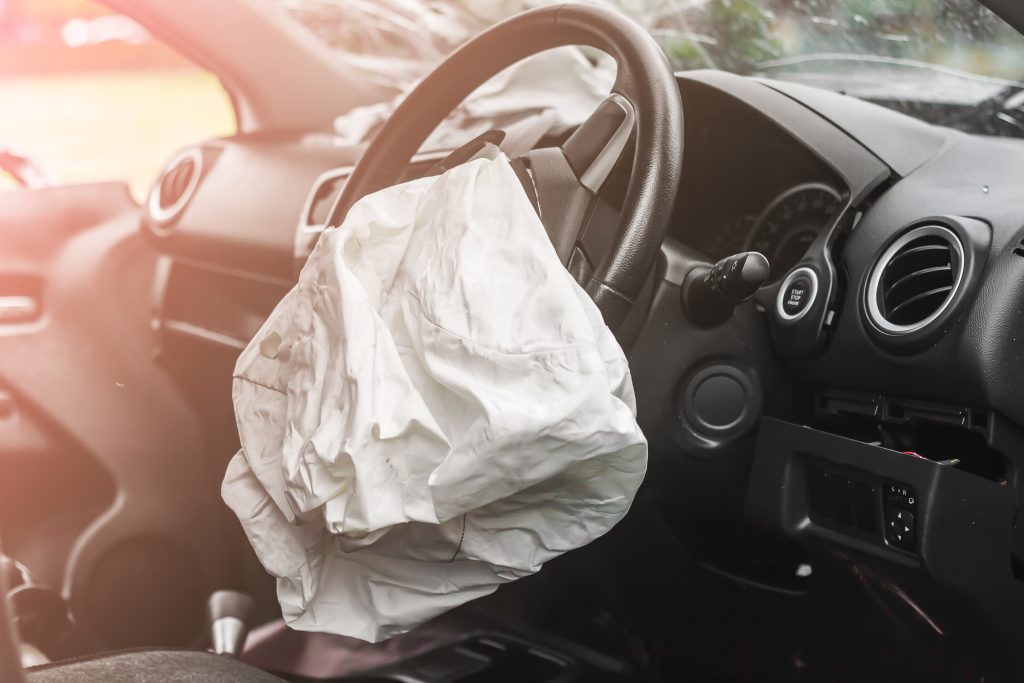 Airbag exploded at a car accident in front seat, for Takata airbags blog post
