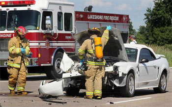 head on collision with firefighters