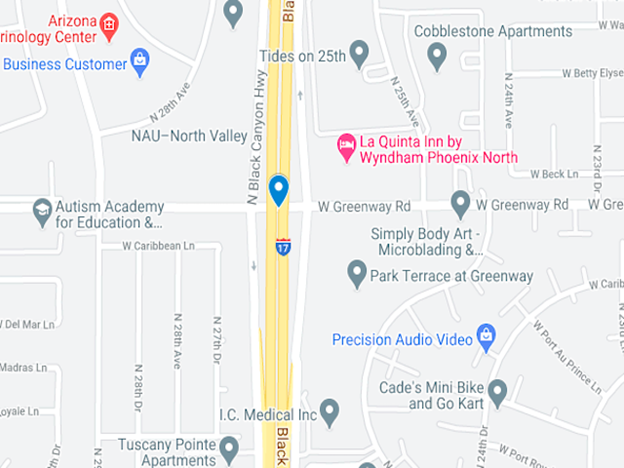 map showing area around Greenway Road in Phoenix