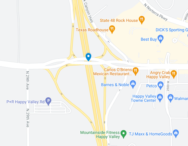 google map image of i-17 interchange in north phoenix