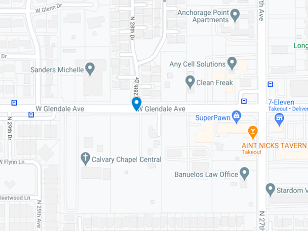 map showing area around Glendale Ave in Arizona