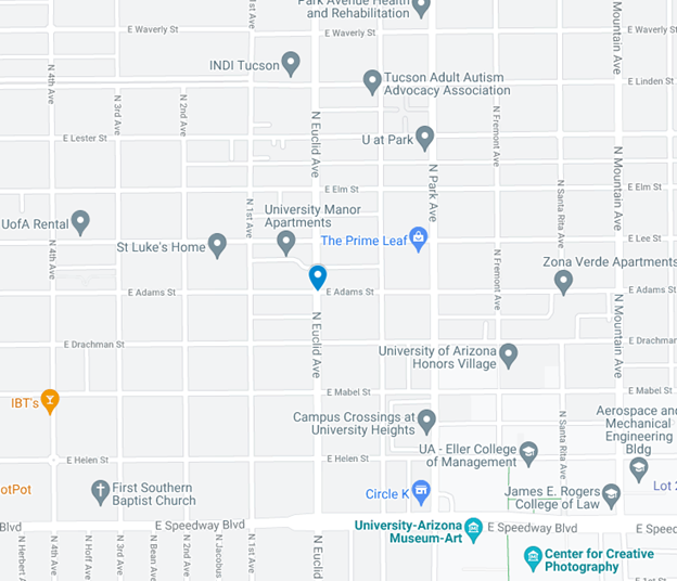 google map of adams street near euclid avenue