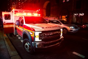 ambulance responding to emergency at night