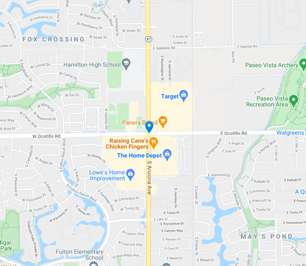 google map of arizona avenue near crash site