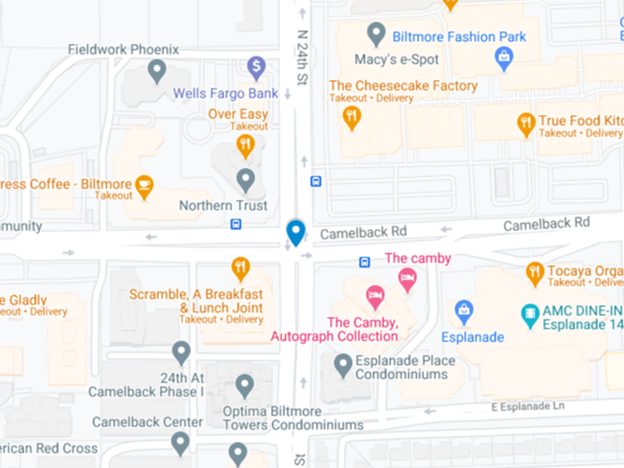 google map image of camelback road
