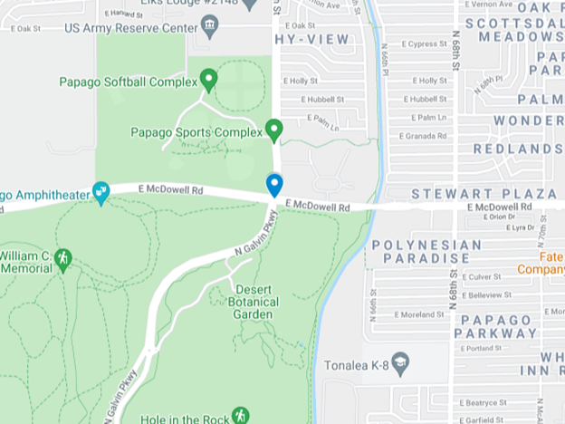 google map image of mcdowell road near desert botanical garden
