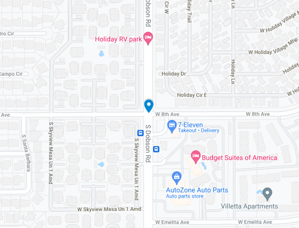 Map o fatal motorcycle accident crash in Mesa 