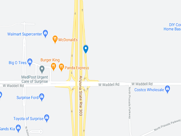 google map image of rollover crash site