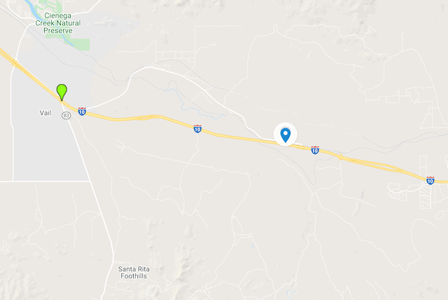 google map of santa rita foothills near Vail