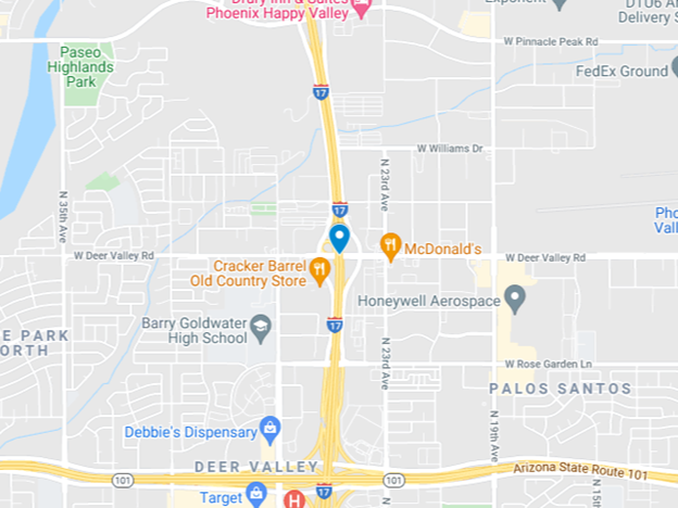 image of google map of i-17 and deer valley road