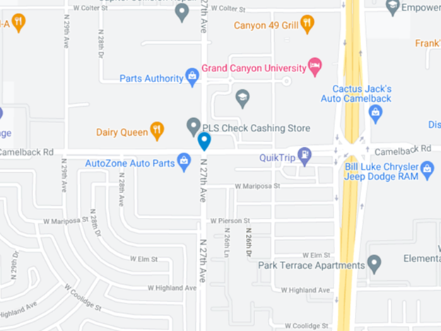 map of area at 27th Ave and Camelback Rd