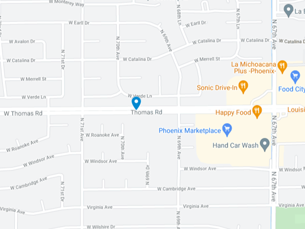 map near intersection of 71st and Thomas Rd Phoenix