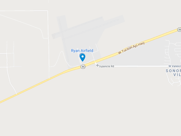 map of area near Ryan airfield in Tucson