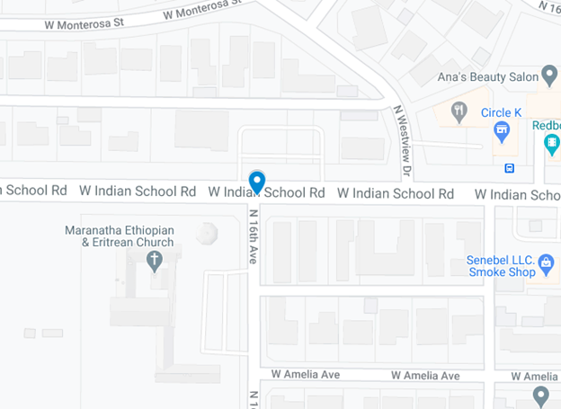 map showing 16th and Indian School Roads