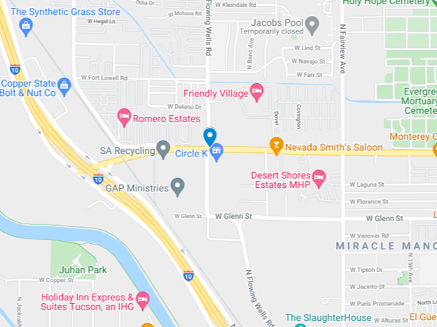 map of area near west miracle mile in flowing wells