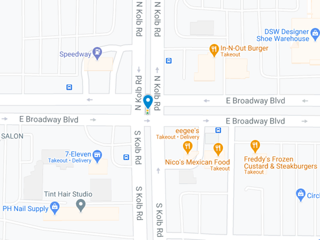 map showing area at E. Broadway and N Kolb Road
