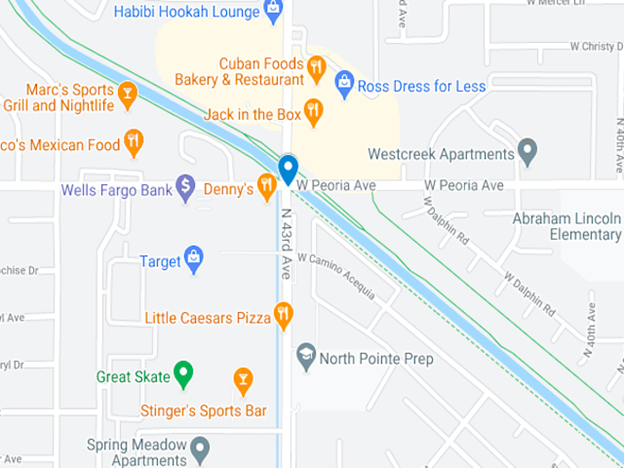 map showing Peoria and 43rd Avenues in Phoenix