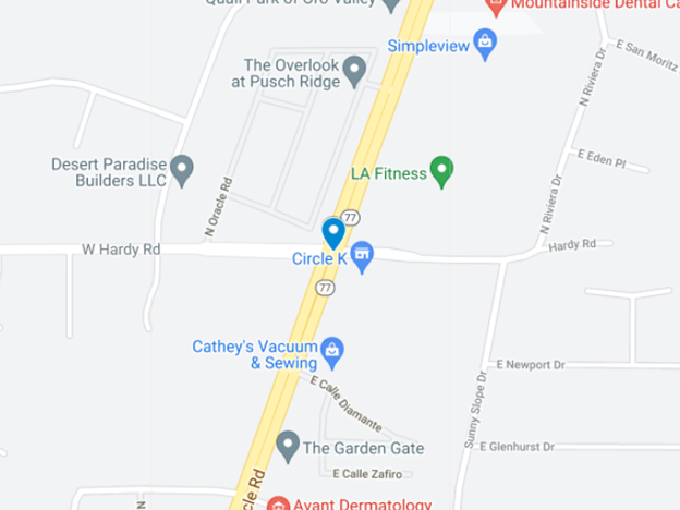 map of intersection near Oracle Road and Hardy Road