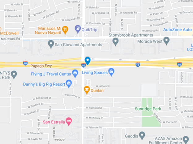 google map location of I-10 crash near 67th Ave exit