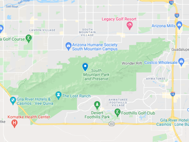 map-area of south mountain regional park rollover crash
