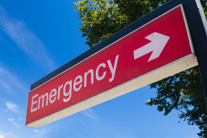 Stock image of emergency room sign