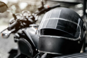 helmet resting on motorcycle seat