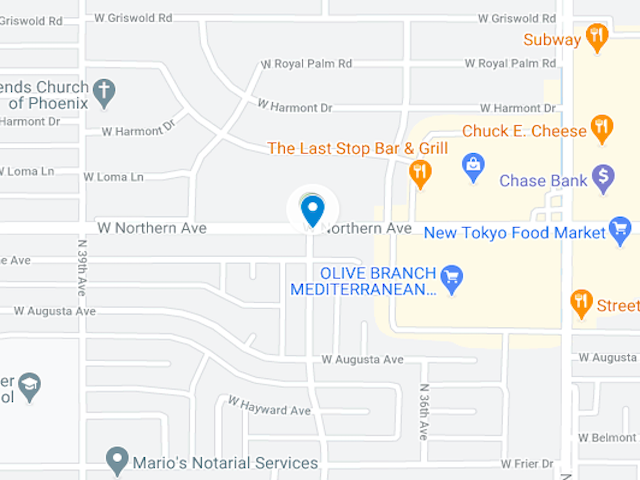map showing northern avenue in north phoenix