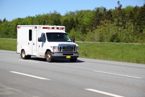 ambulance transporting injured accident victim