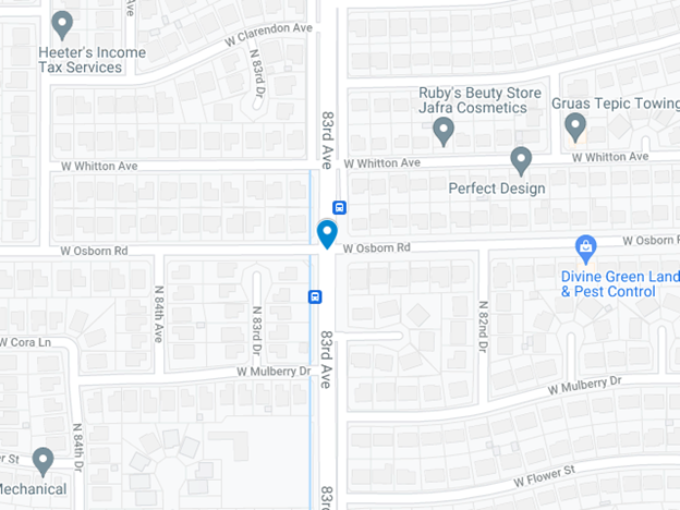 google map image of 83rd and osborn in west phoenix