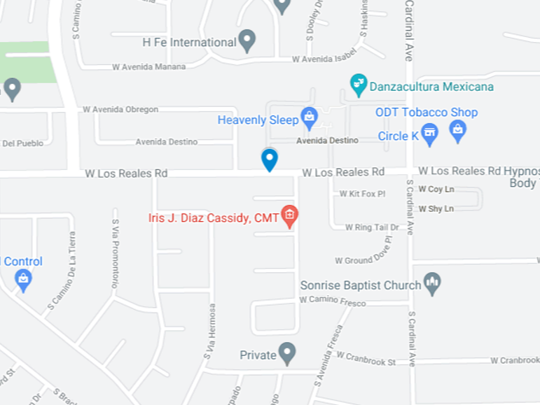 Map area around Los Reales Road in Tucson