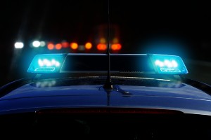 police lights at multi-vehicle crash