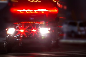 ambulance responding to early morning multi-car crash