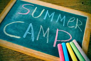summer camp in multi-colored chalk