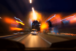 Blurred tunnel vision from a driver's perspective