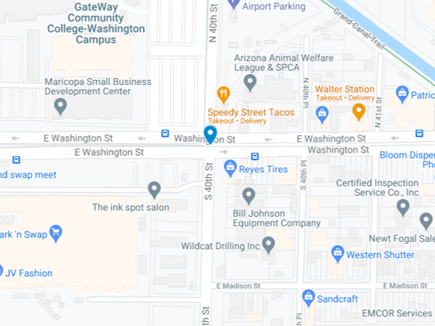 map showing area at 40th and Washington Streets
