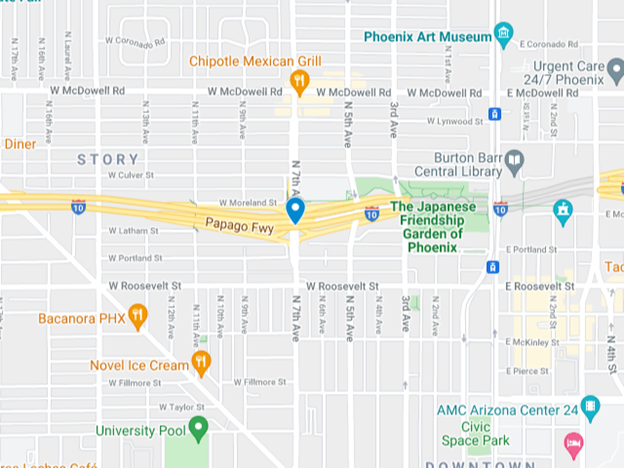 map - location of i-10 crash in downtown phoenix